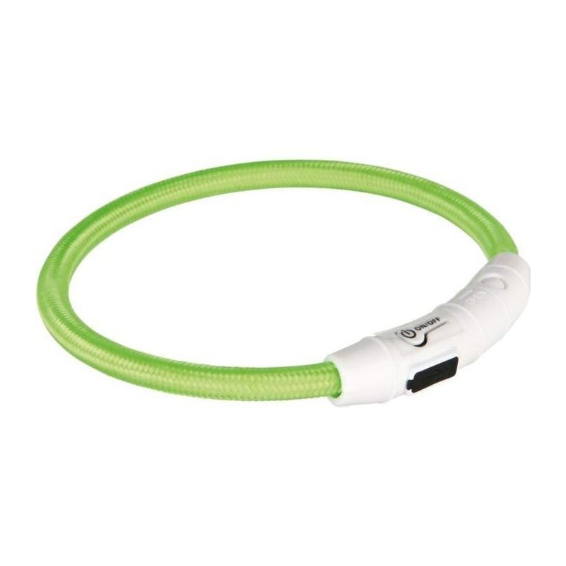 TRIXIE Flash Anneau lumineux USB M–L: 45 cm/ø 7 mm vert pour chien