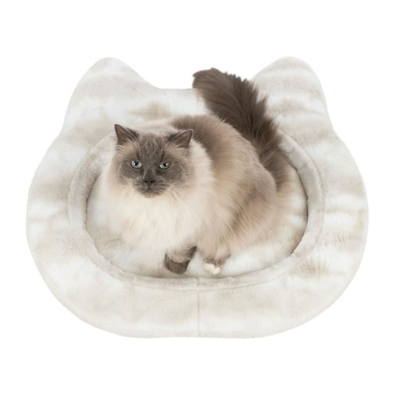 TRIXIE Lit Nelli contour de chat - 70 x 60 cm - Blanc et taupe - Pour chien