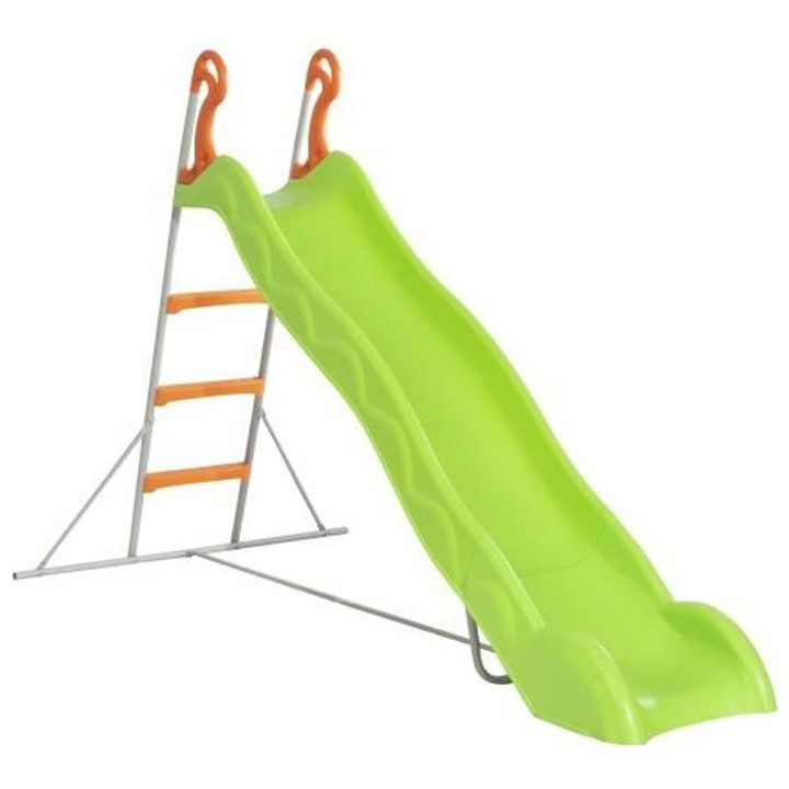 Toboggan LINOU de 2,63m de glisse , coloris vert avec 3 echelons anti-
