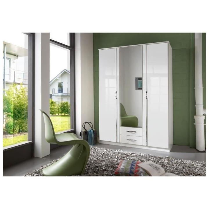 Armoire - Panneaux de particules E1 et porte miroir - 3 portes 1 miroi