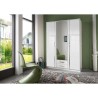 Armoire - Panneaux de particules E1 et porte miroir - 3 portes 1 miroir - Décor blanc - Chambre - L 135 x P 56 x H 199 cm