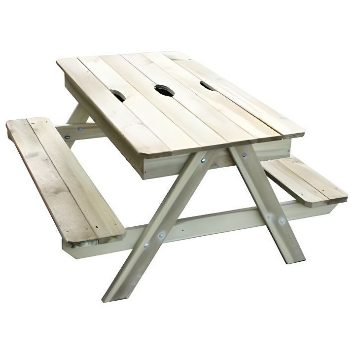 Table pique-nique en bois pour enfant avec bac a sable intégré PICSA