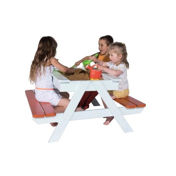 Table pique-nique en bois pour enfant avec bac a sable intégré PICSA