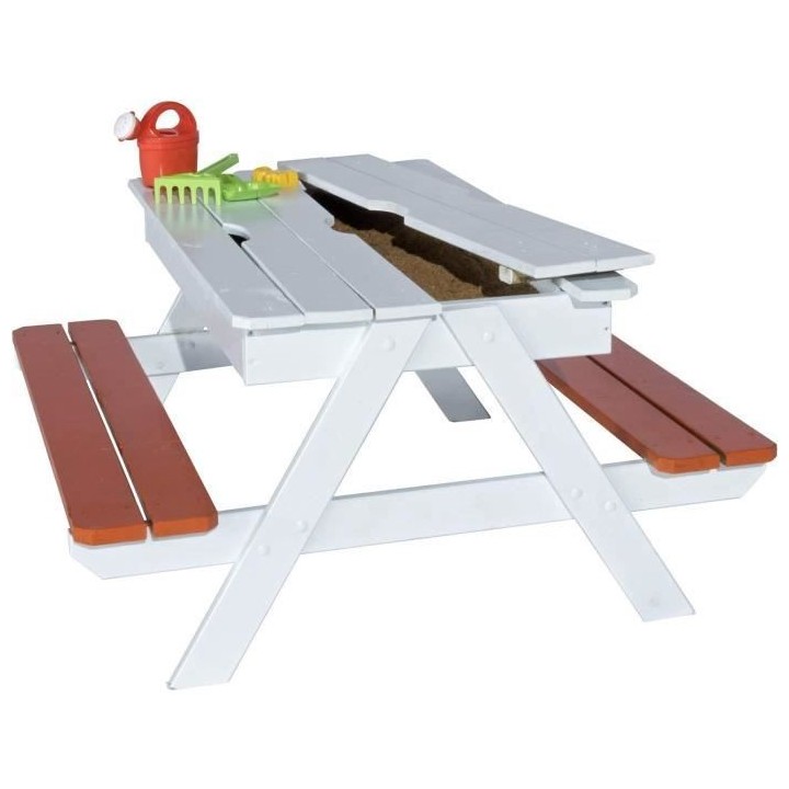 Table pique-nique en bois pour enfant avec bac a sable intégré PICSA