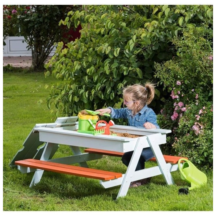 Table pique-nique en bois pour enfant avec bac a sable intégré PICSA