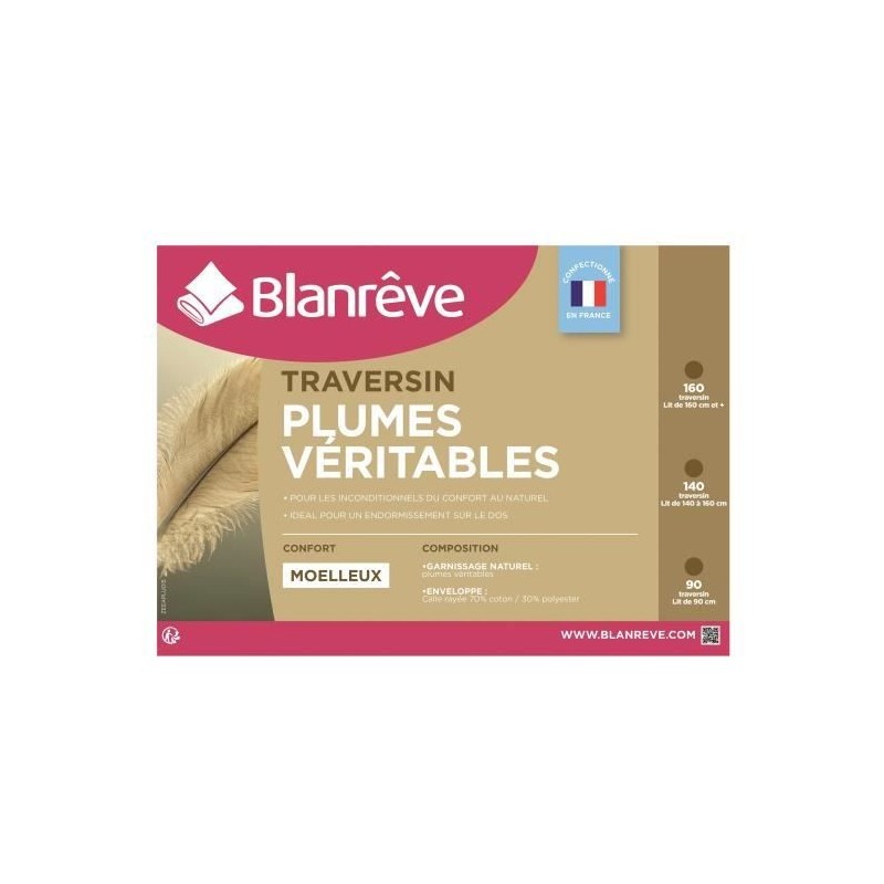 BLANREVE Traversin Plumes 140 cm