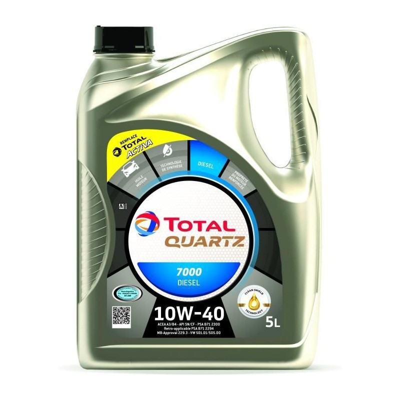 TOTAL Quartz 7000 Diesel 10W40 - Huile moteur - 5 L