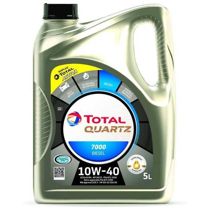 TOTAL Quartz 7000 Diesel 10W40 - Huile moteur - 5 L