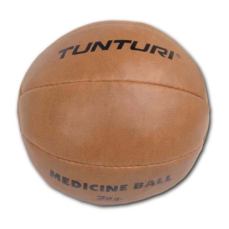 TUNTURI Balle de médecine / Ballon médicinal / Medicine ball en cuir synthétique 2kg marron