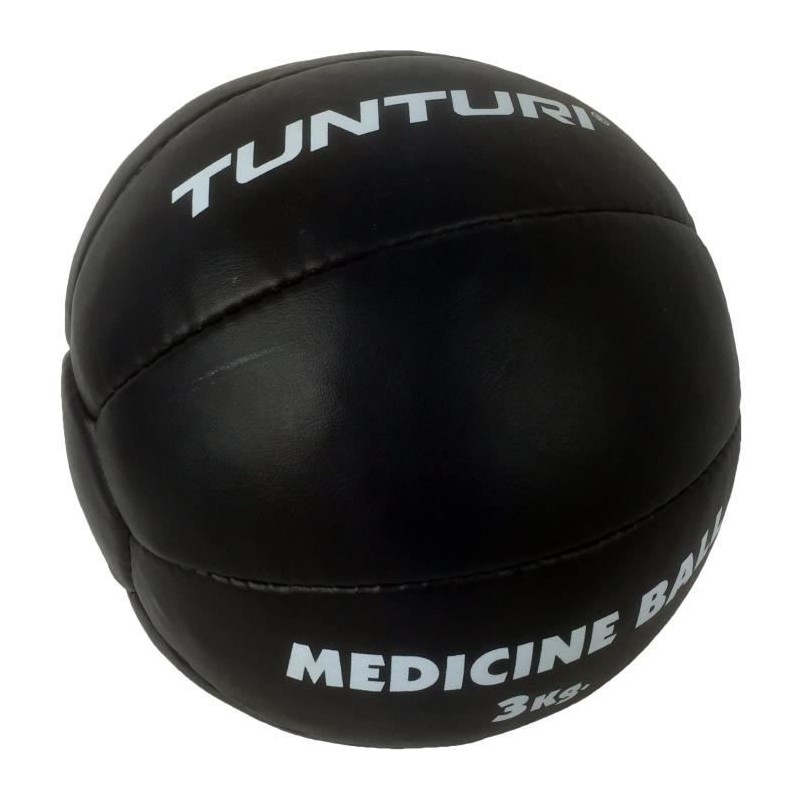 TUNTURI Balle de médecine / Ballon médicinal / Medicine ball en cuir 2kg noir