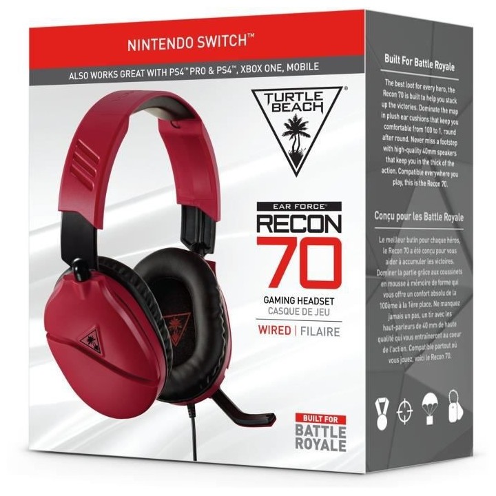 TURTLE BEACH Casque Gaming Recon 70N MID Nintendo Switch - Rouge - (co