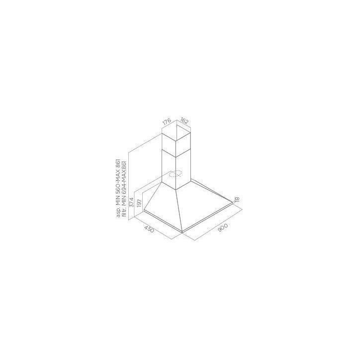 TURBOAIR CERTOSA IX/A/90/PB INOX - Hotte décorative murale - 165-395