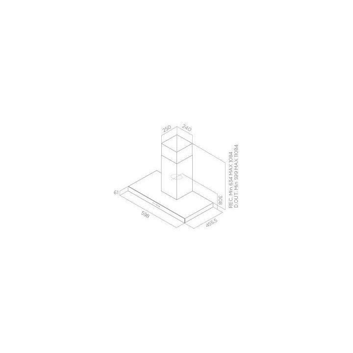 TURBOAIR SEGNO BLIX/A/60 - Hotte décorative murale - 288-581 m³/h