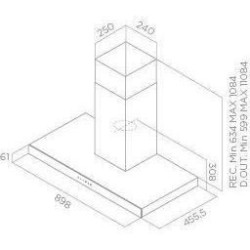 TURBOAIR SEGNO BLIX/A/90 - Hotte décorative murale - 288-581 m³/h