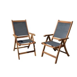 Lot de 2 fauteuils de jardin pliants multi-positions en bois d'acacia