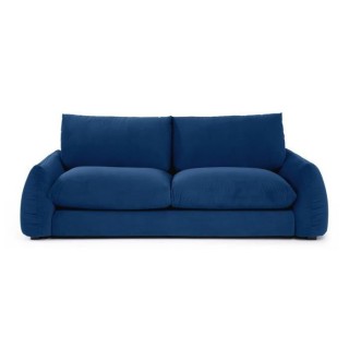Canapé fixe 3 places TYFA - Velours bleu profond - L 231 x P 102 x H