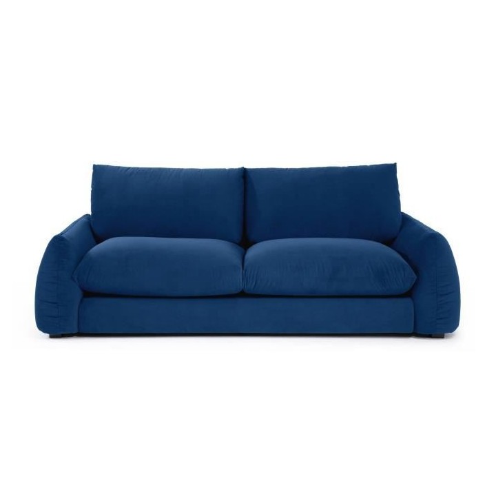 Canapé fixe 3 places TYFA - Velours bleu profond - L 231 x P 102 x H