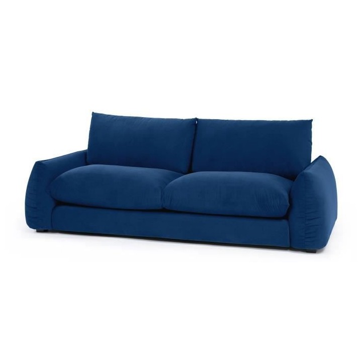 Canapé fixe 3 places TYFA - Velours bleu profond - L 231 x P 102 x H