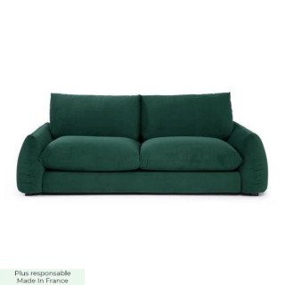 Canapé fixe 3 places TYFA - Velours vert bouteille - L 231 x P 102 x