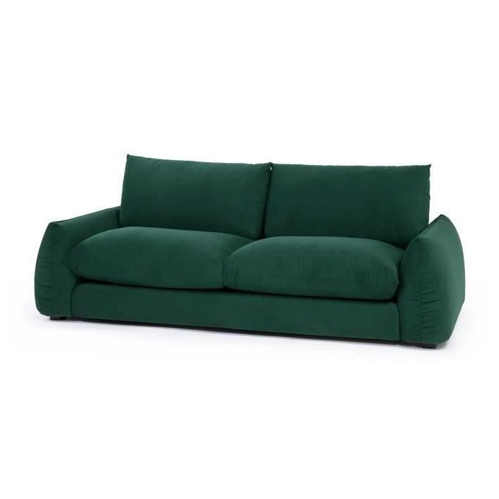 Canapé fixe 3 places TYFA - Velours vert bouteille - L 231 x P 102 x