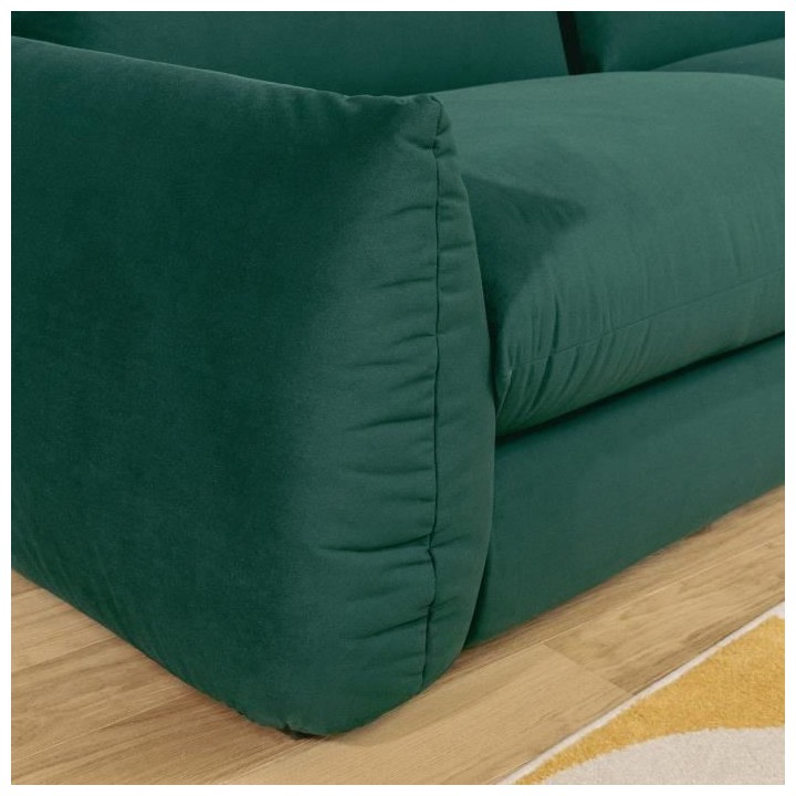 Canapé fixe 3 places TYFA - Velours vert bouteille - L 231 x P 102 x