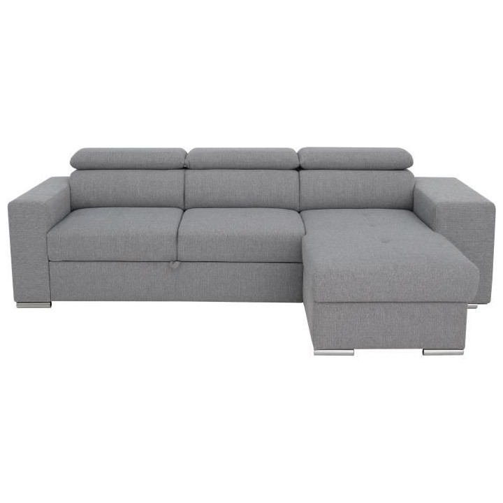 Canapé d'angle convertible réversible TYRON - Coffre et 2 poufs - Ti