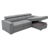 Canapé d'angle convertible réversible TYRON - Coffre et 2 poufs - Tissu Gris - L 257 x P 163 x H 94 cm