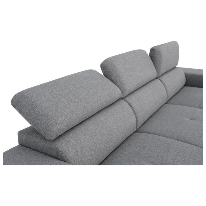 Canapé d'angle convertible réversible TYRON - Coffre et 2 poufs - Ti