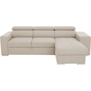 Canapé d'angle convertible réversible TYRON - Coffre et 2 poufs - Ti