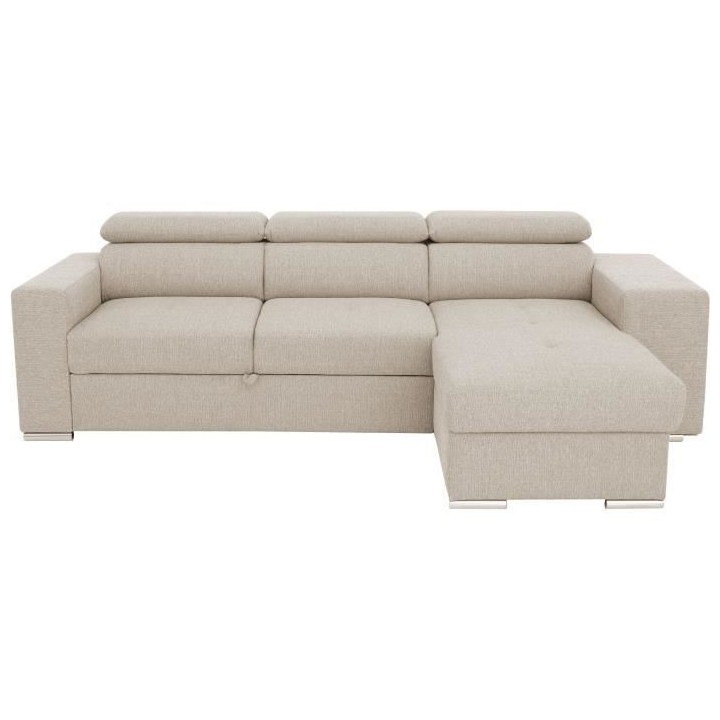 Canapé d'angle convertible réversible TYRON - Coffre et 2 poufs - Ti