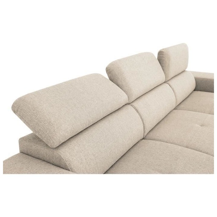 Canapé d'angle convertible réversible TYRON - Coffre et 2 poufs - Ti