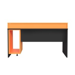 TEZAUR Bureau multi media + LED - Décor noir et orange - L 160 x P 72 x H 91 cm