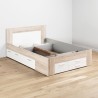 UDINE Lit adulte contemporain décor chene cendré et blanc mat - l 140 x L 200 cm