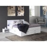 Lit adulte contemporain 160x200 cm - 4 tiroirs - 2 chevets avec niche - Décor Blanc mat - UDINE