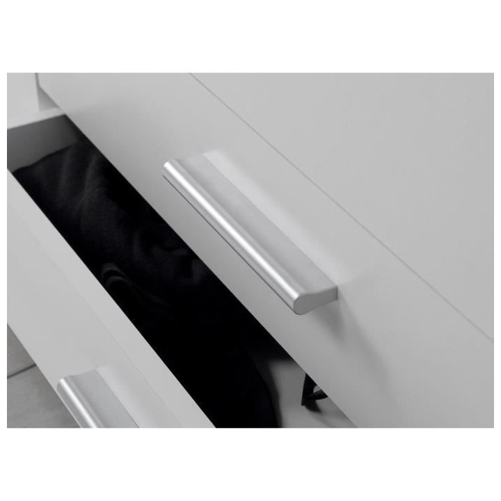 Lit adulte contemporain 160x200 cm - 4 tiroirs - 2 chevets avec niche