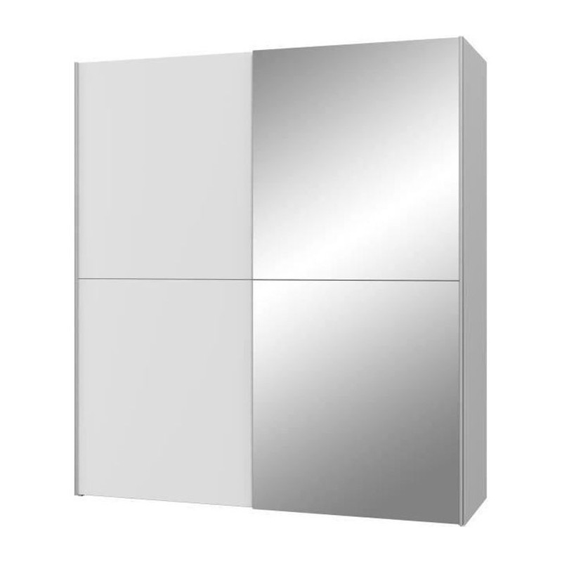 Armoire 2 portes coulissantes + miroir - Panneaux de particules - Blanc mat - L 170,3 x P 61,2 x H 190,5 cm - ULOS