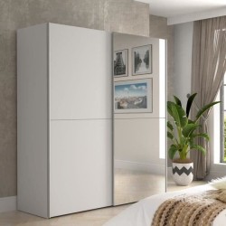 Armoire 2 portes coulissantes + miroir - Panneaux de particules - Blanc mat - L 170,3 x P 61,2 x H 190,5 cm - ULOS