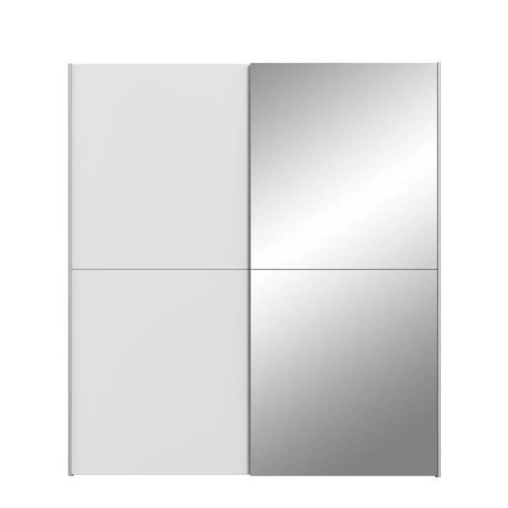 Armoire 2 portes coulissantes + miroir - Panneaux de particules - Blan