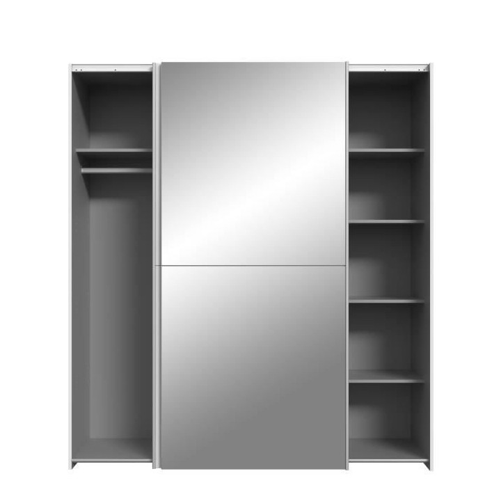 Armoire 2 portes coulissantes + miroir - Panneaux de particules - Blan