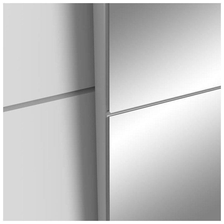 Armoire 2 portes coulissantes + miroir - Panneaux de particules - Blan