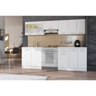 ULTRA Cuisine complete avec plan de travail L 2m40 - 8 éléments - Bl