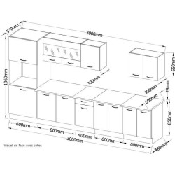 ULTRA Cuisine complete avec colonne four et plan de travail inclus L 300 cm - Aubergine mat