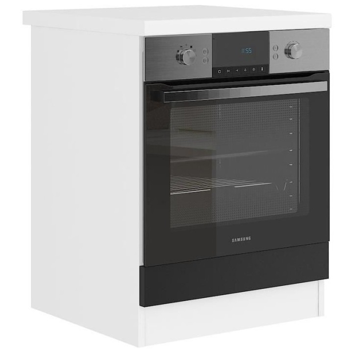 ULTRA Meuble four avec plan de travail L 60 cm - Noir mat et décor st
