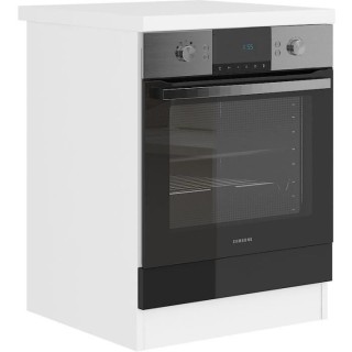 ULTRA Meuble four avec plan de travail L 60 cm - Noir brillant et déc