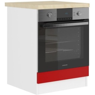 ULTRA Meuble four avec plan de travail L 60 cm - Rouge mat et décor s