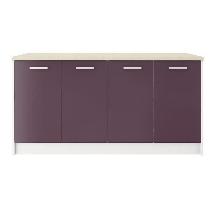 ULTRA Ilot de cuisine L 164 cm avec plan de travail - Aubergine mat