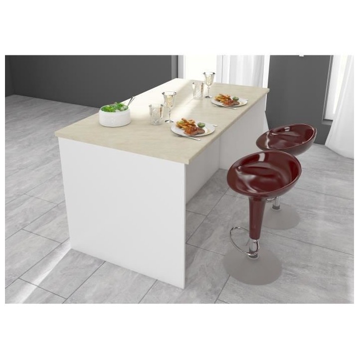 ULTRA Ilot de cuisine L 164 cm avec plan de travail - Aubergine mat