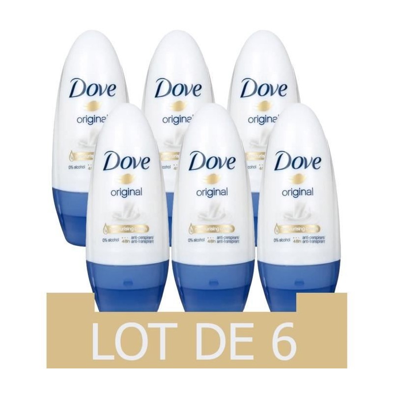 DOVE Lot de 6 Déodorants Femme Bille Original - 50ml