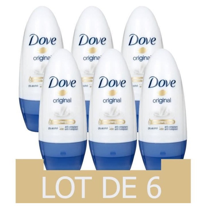 DOVE Lot de 6 Déodorants Femme Bille Original - 50ml