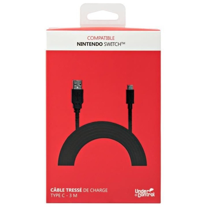 Câble de charge tressé pour Nintendo Switch - Noir